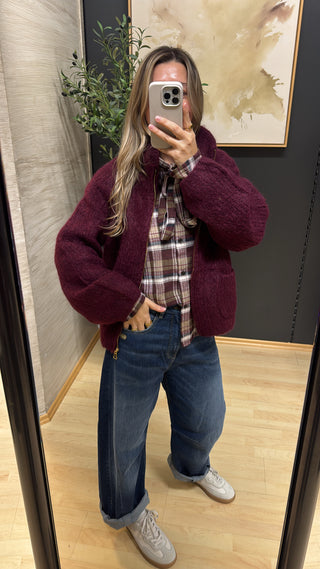 Flauschige Strickjacke mit Zip-Kragen „Clara“