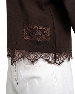 T-Shirt mit Spitze - Dark Choco
