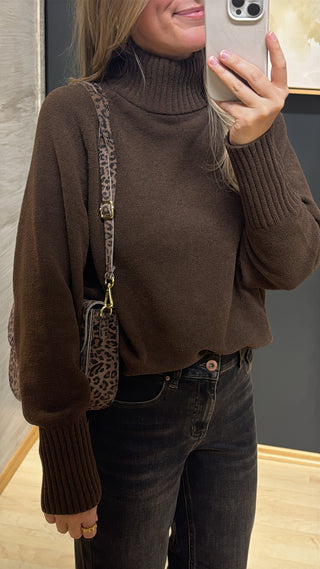 Stehkragen Pullover “Wish“ - Braun
