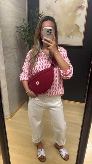 Langarm Bluse "Lobster" - Pink/Red