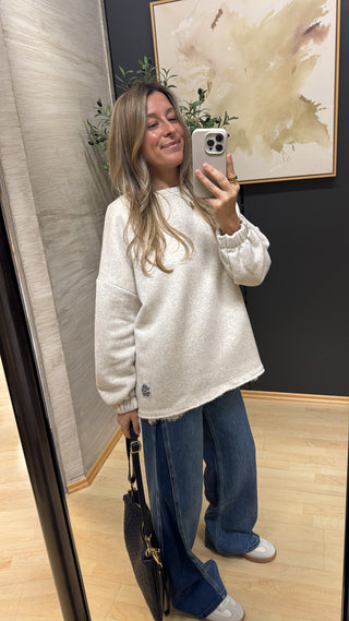 Sweatshirt mit Frottee-Backprint "Super Cool"