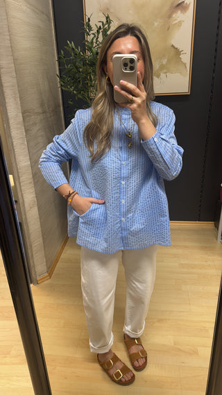 Gestreifte Bluse A-Linie - Sky