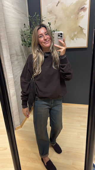 Hoodie mit Ballon-Saum - Braun