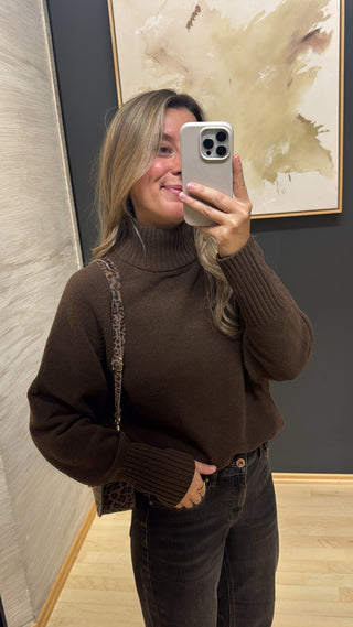 Stehkragen Pullover “Wish“ - Braun