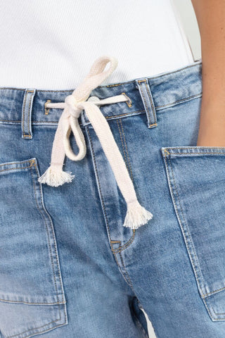 Ballon Jeans "Madie" Front Pockets - Washed Blue