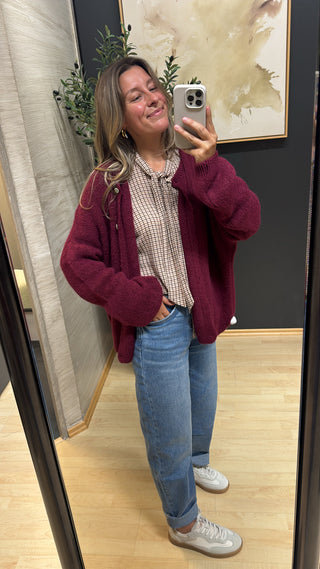 Karierte Bluse mit Schluppe “Halia“ - Burgundy