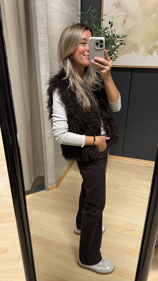 Flauschige Weste "Sensy" - Dark Choco
