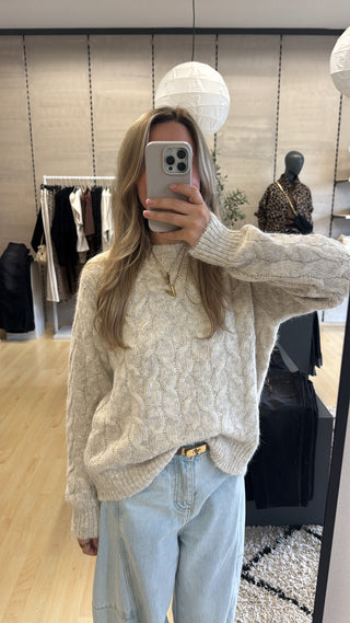 Zopfmuster Pullover “Heida “ - Sand