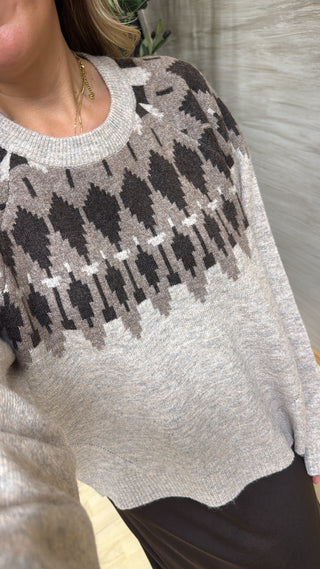 Norwegerpullover „CarlaJaquard“ - Beige Braun Mix