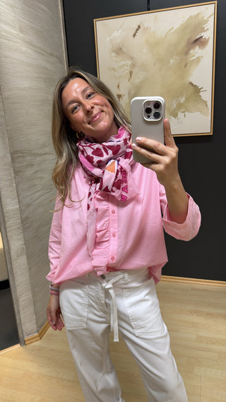 Bluse mit Volants - Pink