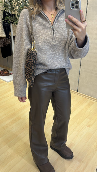 Straight Leg Hose aus veganem Leder „Colette“