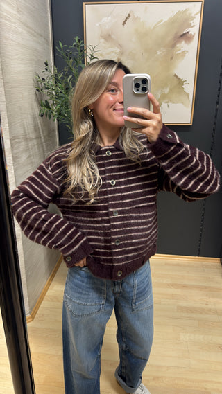 Bubbly Jacke - Chocolate Bean Oat-striped