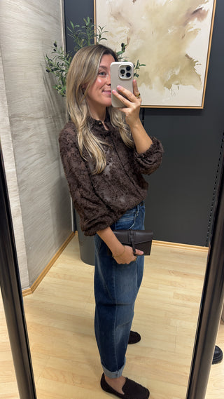 Statement Bluse mit floraler Struktur "Fringes"
