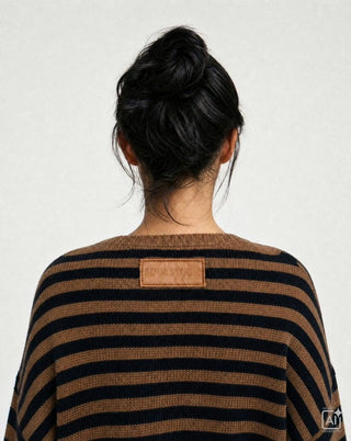 Woll-Kaschmir Pullover Striped - Camel/Marine