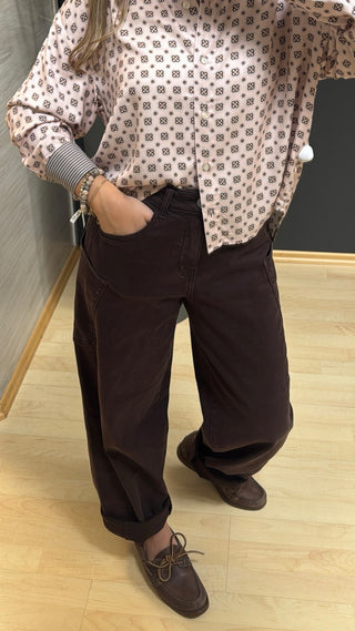 Cargo Barrel Jeans mit Seitentaschen „Pia“ - Braun