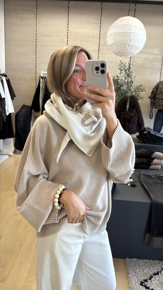 Dreieckstuch “Paris-Amour“ - Beige/Ecru