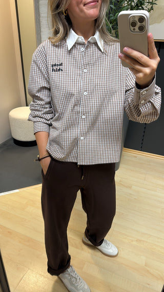 Karierte Hemdbluse “Lucky Shirt“ Taupe/Blue