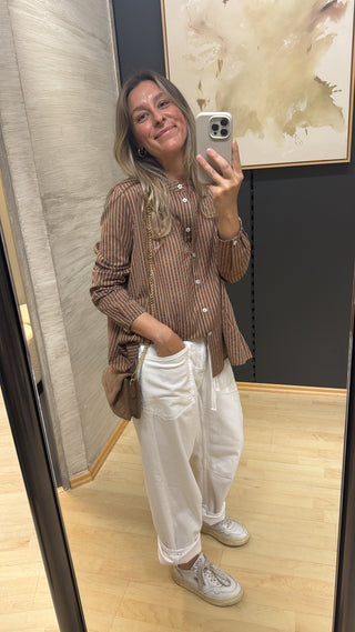 Gestreifte Bluse A-Linie - Caramel