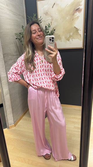Langarm Bluse "Lobster" - Pink/Red