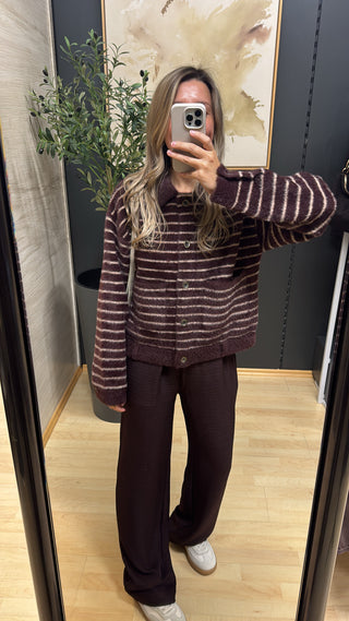 Bubbly Jacke - Chocolate Bean Oat-striped