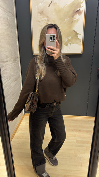 Stehkragen Pullover “Wish“ - Braun