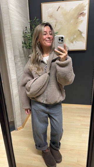Teddy-Crossbody Bag - Taupe