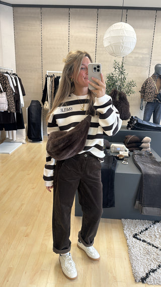Smile Sweater - Ecru / Braun Striped