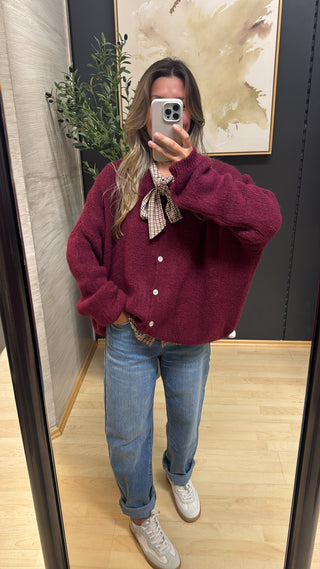 Karierte Bluse mit Schluppe “Halia“ - Burgundy