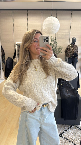 Zopfmuster Pullover “Heida “ - Sand