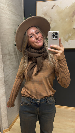 Longsleeve mit Streifen - Braun & Camel