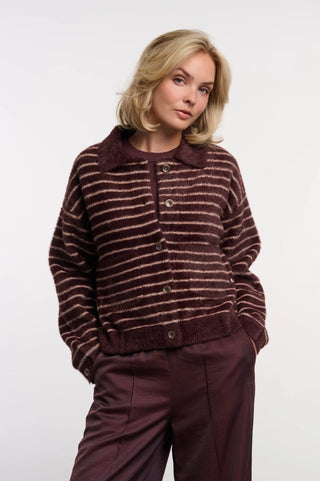 Bubbly Jacke - Chocolate Bean Oat-striped