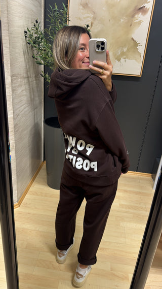 Hoodie "Powered by Positivity“ - Braun