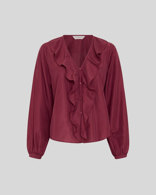 Volant-Bluse "Isra" - Burgundy Red