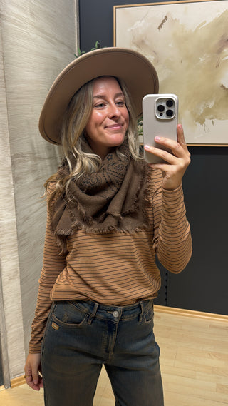 Longsleeve mit Streifen - Braun & Camel