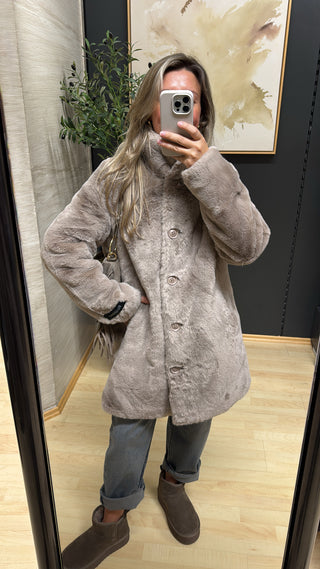 Fellmantel "Nonna" - Taupe