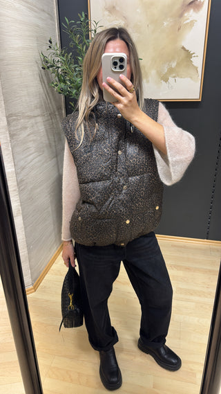 2-in-1 Steppjacke & Weste “Inge“ - Leo-Print
