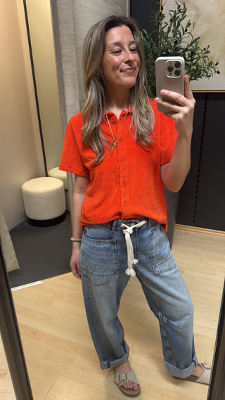 Frotte Bluse - Hot Orange