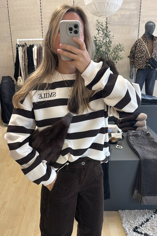 Smile Sweater - Ecru / Braun Striped