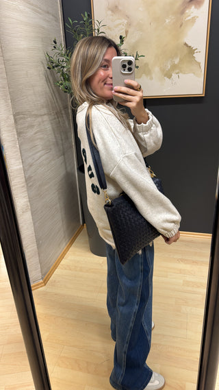 Sweatshirt mit Frottee-Backprint "Super Cool"