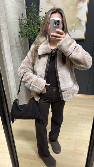 Felljacke  "Lambra" - Beige