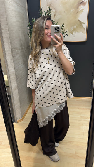 Shirt "DeliaAS" Polca Dots - Beige/Brown