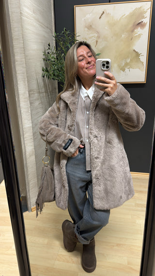 Fellmantel "Nonna" - Taupe