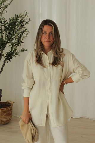 Hemdbluse "Disa" - Creme