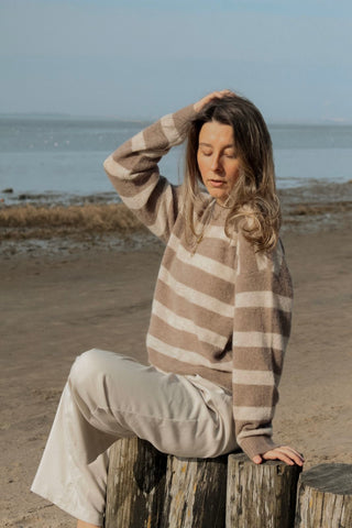 Gestreifter Pullover "Festina Hope" - Oat/Mountain Trail