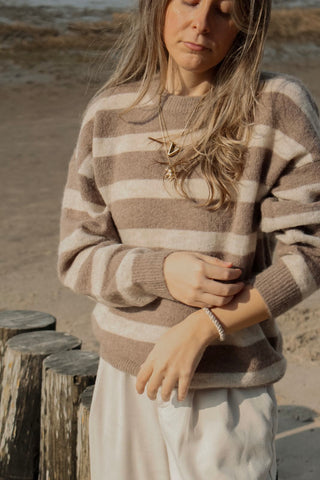 Gestreifter Pullover "Festina Hope" - Oat/Mountain Trail