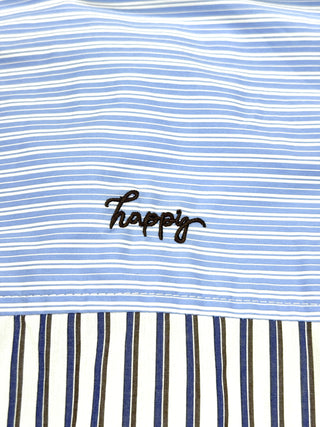 Gestreifte Bluse "Happy" - Hellblau/Camel
