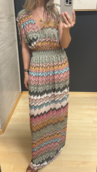 asmo-kofferkleid-maxi-zickzack-muster-multicolor-grün