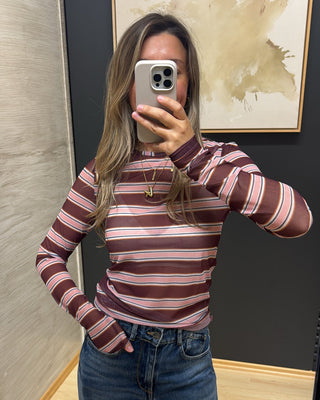 asmo-oldenburg-mode-damen-mesh-longsleeve-braun-rosa-streifen-theshirtproject