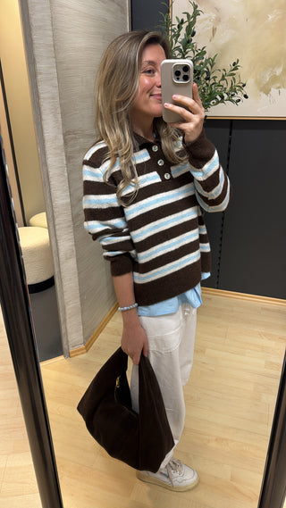 asmo-strickpullover-polostrick-damen-braun-weiß-hellblau-polokragen