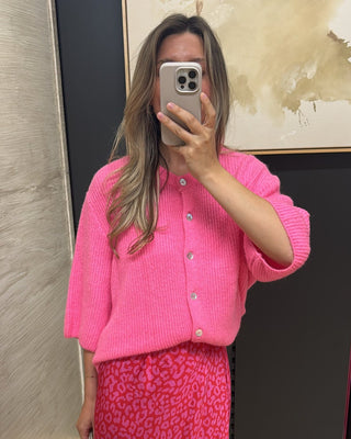 asmo-woman-damenmode-onlineshop-baby-alpaca-strickjacke-kurzarm-neonpink